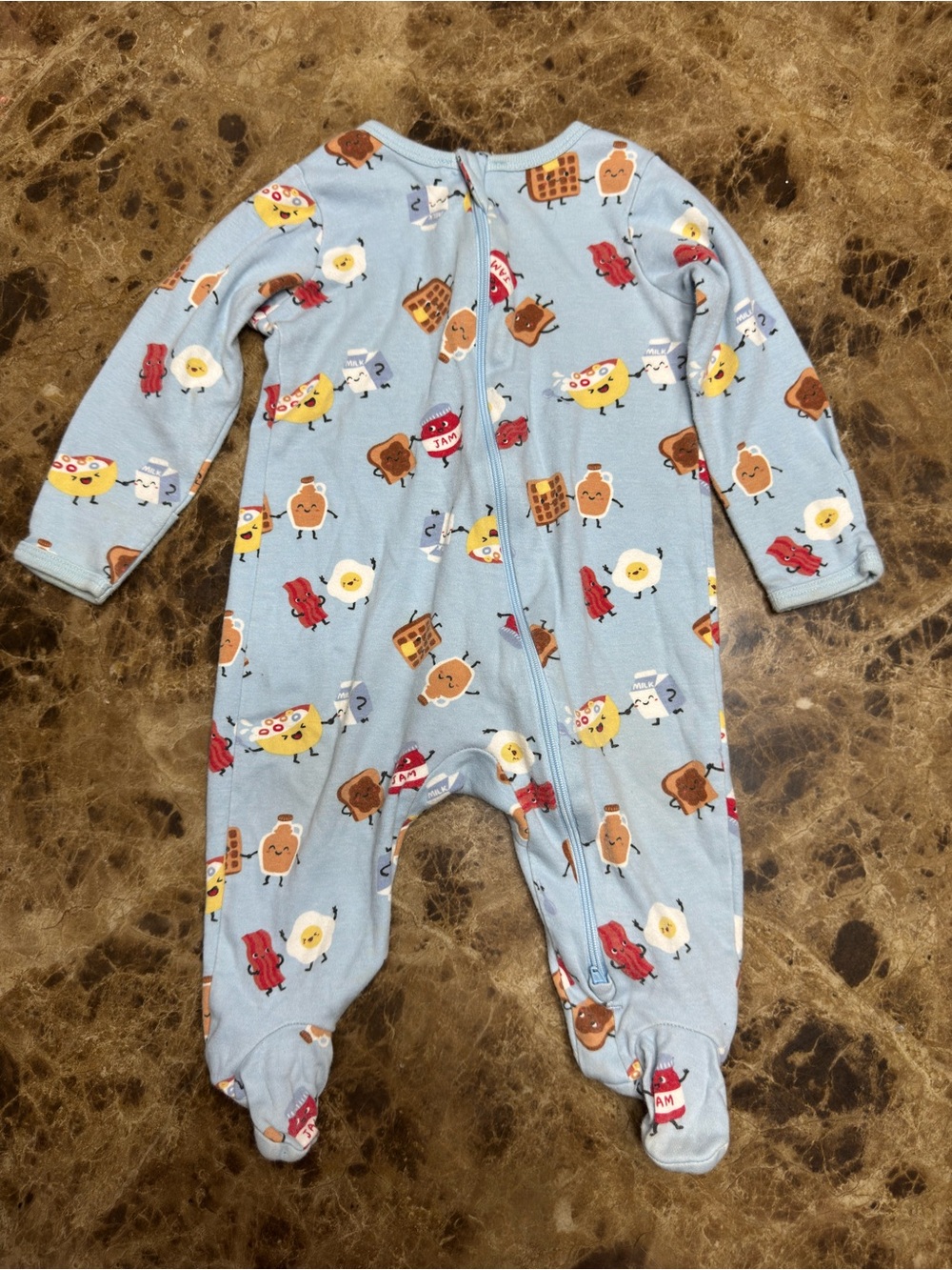 wonder nation Light Blue Breakfast Print Footed One-Piece